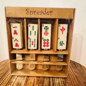 Mahjong Set of 4 Spreaders Stainless Steel ~ 4.75” New in Box - by Supreme